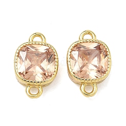 Breloques carrées en laiton pavé de zirconiums cubiques&nbsp;KK-P348-06G