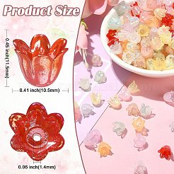 300pcs 6-pétales imitation gelée bouchons de perles acryliques&nbsp;JACR-CJ0001-02