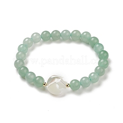 Bracciale elasticizzato in avventurina verde naturale ed ematite sintetica&nbsp;BJEW-M236-01F