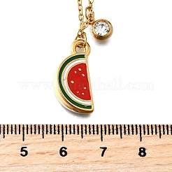 Colliers pendentifs en acier inoxydable 304 émail rouge pour femmes&nbsp;NJEW-U043-02A-G