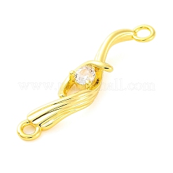 Breloques de connecteur en zircone cubique transparente pavée de laiton&nbsp;KK-Z051-03G