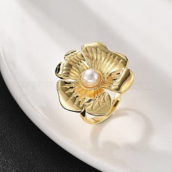 Blumen-Fingerringe aus Messing für Damen&nbsp;RJEW-S622-06G