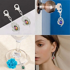 12 stücke 6 farben legierung glas anhänger&nbsp;ALRI-YW0001-33