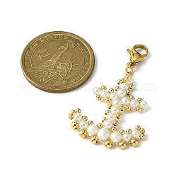 Decorazione pendente con perle di conchiglia e perline in ottone&nbsp;HJEW-TA00047