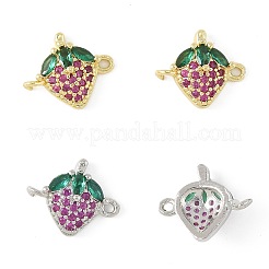 4 ciondolo a forma di frutta con zirconi cubici in ottone bicolore&nbsp;KK-FS0001-73B