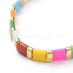 Braccialetti elastici perline di vetro rettangolari&nbsp;BJEW-JB05297-04
