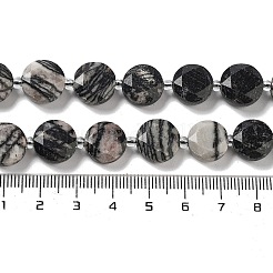 Natürliche schwarze Seide Stein / Netstone Perlen Stränge&nbsp;G-NH0004-037