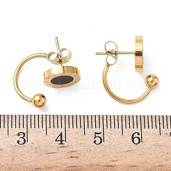 Boucles d'oreilles à tige rondes et plates en résine d'acier inoxydable 304&nbsp;EJEW-G453-08G