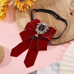 Fliege aus Polyester mit Brosche aus einer Legierung aus Glas&nbsp;AJEW-WH0481-784C