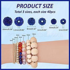 120 Stück 3 Stile handgemachte Discokugel-Perlen aus Polymer-Ton&nbsp;FIND-PH0022-09B