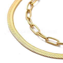 Collana a doppio strato con catene a spina di pesce e graffetta in acciaio inossidabile 304 per uomo e donna&nbsp;LS-NJEW-E046-01G