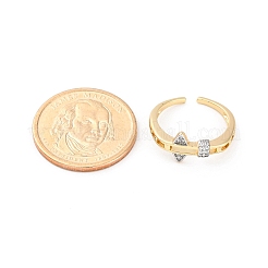 Anelli da dito con polsino in ottone micro pavé di zirconi cubici trasparenti per donna&nbsp;RJEW-C116-02G