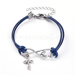Bracciali a maglie e ciondoli infinity in lega di stile tibetano&nbsp;BJEW-JB04983