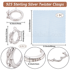 4 Stück 925 Twister-Verschlüsse aus Sterlingsilber&nbsp;STER-BBC0009-18