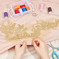 4 Stück 3D-Blumen-Polyester-Stickerei-Spitzen-Ornament-Zubehör&nbsp;DIY-GF0013-16