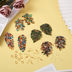 DIY-Sets zum Herstellen von baumelnden Ohrringen mit Monstera-Blättern&nbsp;DIY-BY0001-38