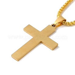 Collier pendentif croix avec le mot Jésus 201 en acier inoxydable avec chaînes en fer&nbsp;NJEW-D048-03G