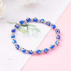 Handgemachte runde Armbänder mit Bunte Malerei-Perlen des bösen Blicks&nbsp;X-BJEW-JB05974-02