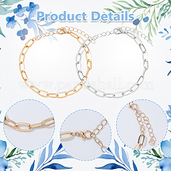 70 Stück 2 Farben Eisen Büroklammer Kette Armbänder für Frauen&nbsp;BJEW-DC0001-25