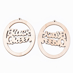 Grands pendentifs en bois naturel non teint&nbsp;WOOD-N007-115
