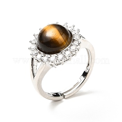 Bagues ajustables en oeil de tigre naturel&nbsp;RJEW-P043-02P-23