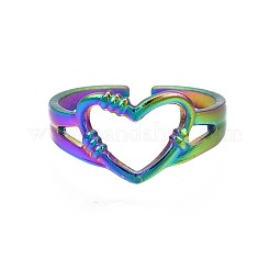 Bague manchette en acier inoxydable 304 en forme de cœur creux&nbsp;RJEW-N038-053