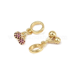 Pendenti in ottone micro pavé con zirconi cubici rosa intenso e ciliegie&nbsp;KK-H072-06G