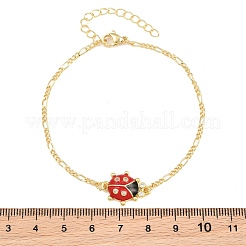 Braccialetti da donna in ottone con pavé di zirconi cubici e smalto a forma di coccinella rossa&nbsp;KK-CBA68DA-03G
