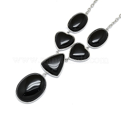 Collane di ossidiana naturale&nbsp;NJEW-C049-01C-P