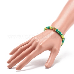 7 Uds. Juego de pulseras elásticas de surfista con disco de arcilla polimérica hecho a mano en 7 colores&nbsp;BJEW-JB08798