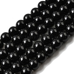 Natürliche schwarze Obsidian Perlen Stränge&nbsp;G-L632-A01-8mm