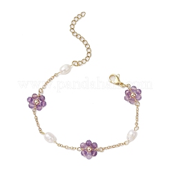 4 set di braccialetti con perline di perle e pietre preziose naturali per donna&nbsp;BJEW-TA00556