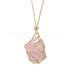 Collar de cadena tipo cable con colgante de estrella y luna&nbsp;NJEW-JN05282-03