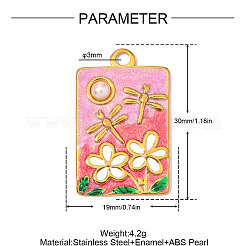 Colgantes de acero inoxidable 304 con esmalte rosa&nbsp;SA-OY003-67G