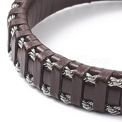 Pulseras de cordón trenzado de cuero&nbsp;BJEW-E345-15C-B