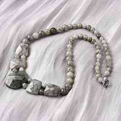 Colliers de perles graduées à facettes en labradorite naturelle pour femmes&nbsp;NJEW-B128-01P