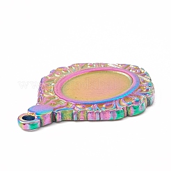 Pendentifs en acier inoxydable 304 couleur arc-en-ciel avec placage ionique (IP) et sertissages cabochons&nbsp;STAS-C049-19M