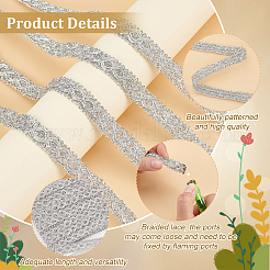 Bordure en dentelle métallique tressée en polyester&nbsp;SRIB-WH0011-180B-02