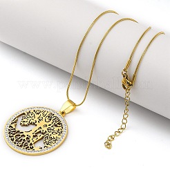 Collares colgantes de árbol de la vida hueco de acero inoxidable 201&nbsp;NJEW-S007-15G