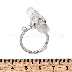 Bagues manchettes en cristal de quartz naturel et laiton pour femmes&nbsp;RJEW-G374-01P-08