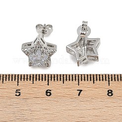 Latón micro pave aretes de circonita cúbica transparente&nbsp;EJEW-Z128-01P-01
