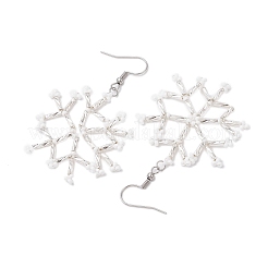 Pendientes colgantes de copos de nieve de vidrio&nbsp;EJEW-MZ00253-01