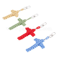 4 pendentif décoratif en fils de coton croisés&nbsp;HJEW-TA00404
