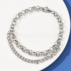 201 Edelstahl-Gliederarmbänder mit Rolokette für Damen&nbsp;BJEW-B143-18P