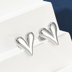 Pendientes de botón con forma de corazón de acero inoxidable 304 que no se deslustran para mujer&nbsp;EJEW-F300-09P