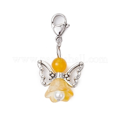 Pendentif décoratif en jade malaisien naturel et teinté ange&nbsp;HJEW-JM02763-03