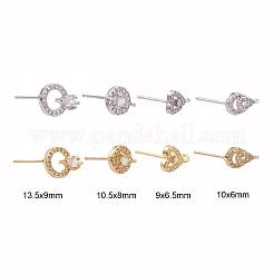 8 Paar Messing Micro Pave Ohrstecker mit Zirkonia klar&nbsp;KK-ZZ0001-09-RS