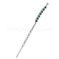 Braccialetti con maglie di perle rotonde di malachite sintetica&nbsp;BJEW-JB13125-01