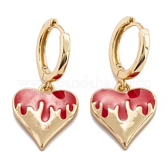 Aretes tipo argolla de latón y esmalte&nbsp;EJEW-F264-17-G