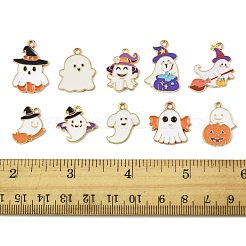 10pcs 10 Arten Halloween-Thema-Legierungs-Emaille-Anhänger&nbsp;ENAM-FS0003-86